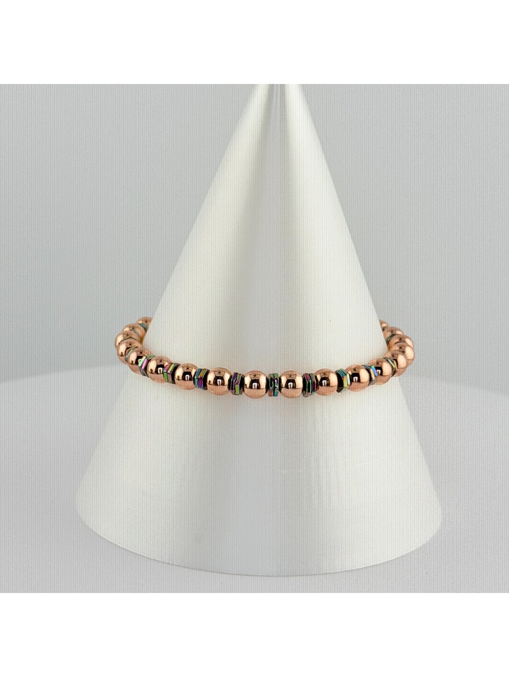 Bomb Party Single Stack Stretchy Beaded Bracelet - on Rose Gold #23
